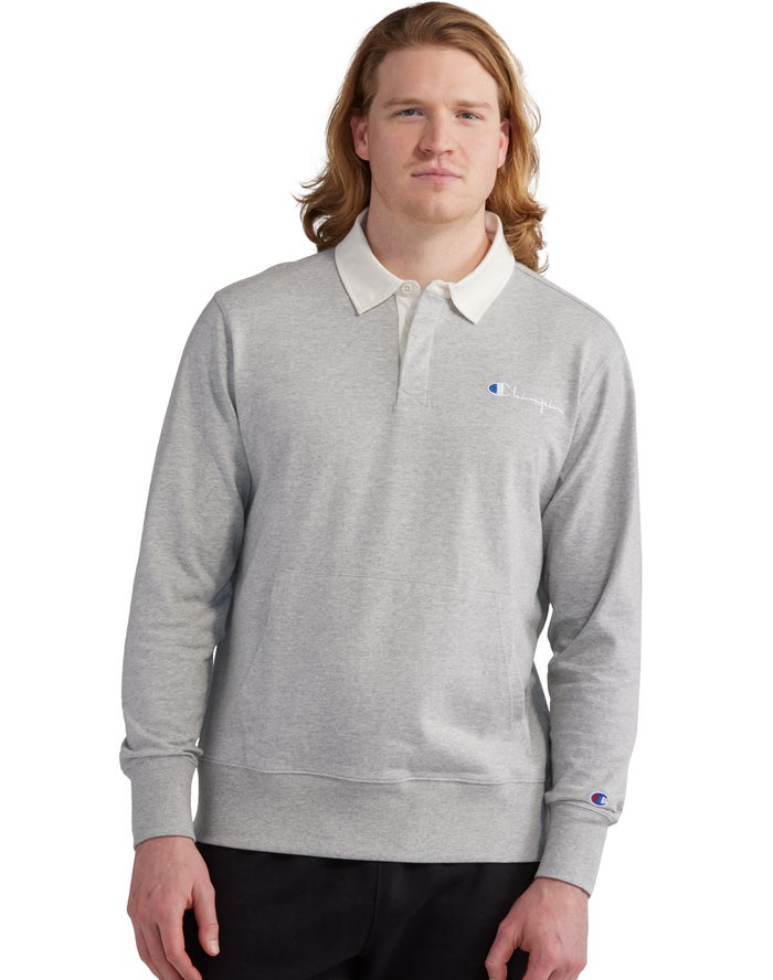 Champion Rugby Shirt With Kanga Pocket - Miesten Harmaat T-Paita - Suomi 3581902-VE